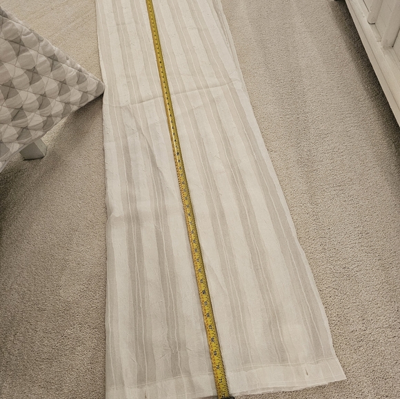 Striped Sheer Shower Curtain White Neutral Textured Modern Spa Bathroom - Picture 5 of 6